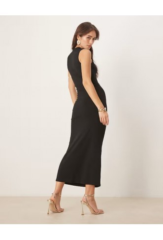 ASOS DESIGN sleeveless cut out ring trim detail midi dress