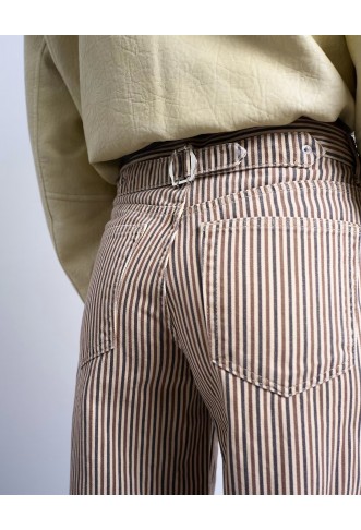 Topshop multi stripe cinch trouser in brown