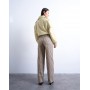 Topshop multi stripe cinch trouser in brown