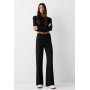 Bershka Wide-leg tailoring trousers in black
