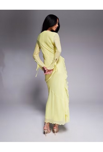 Daska chiffon ruffle maxi dress in Lemon