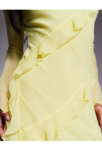 Daska chiffon ruffle maxi dress in Lemon