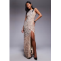 TFNC Petite premium maxi dress  in light gold sequin