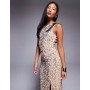 TFNC Petite premium maxi dress  in light gold sequin