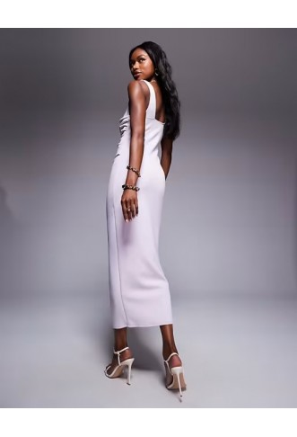 ASOS DESIGN curved neckline midi dress