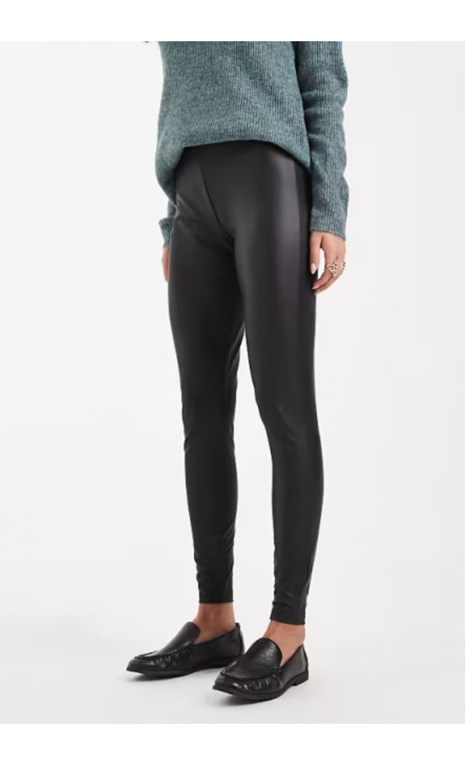 ONLY faux leather high waisted leggings in black