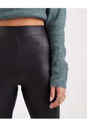 ONLY faux leather high waisted leggings in black