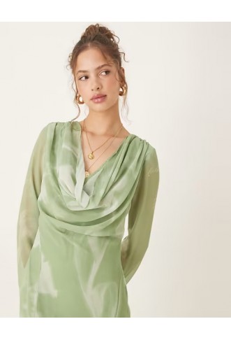 ASOS DESIGN cowl neck maxi dress with godet hem