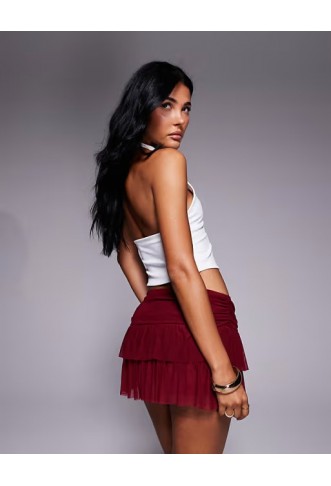 ASOS DESIGN mesh ruffle ultra mini skort