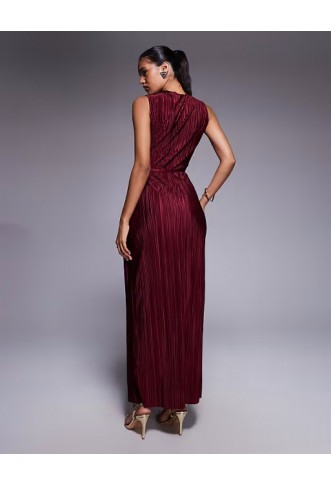 ASOS DESIGN plisse sleeveless wrap tie front maxi dress