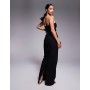 Vesper Petite bengaline drape waist bandeau maxi dress