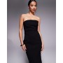 Vesper Petite bengaline drape waist bandeau maxi dress
