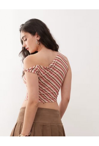 Reclaimed Vintage candy stripe printed slinky twist top