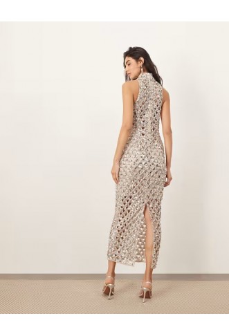 ARRANGE geo cut work embellished maxi dress