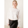 YAS ruffle textured detail top in white