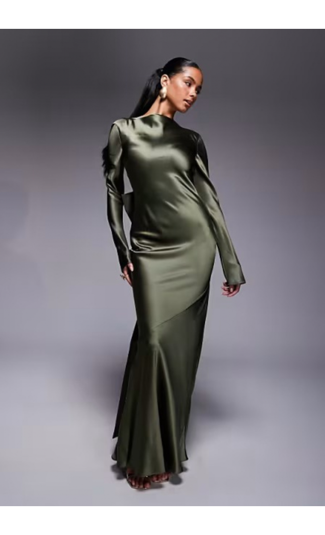 Daska satin maxi dress with exaggerated bow back