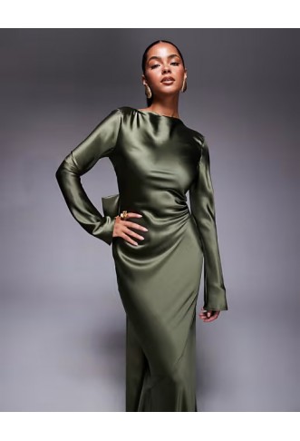 Daska satin maxi dress with exaggerated bow back