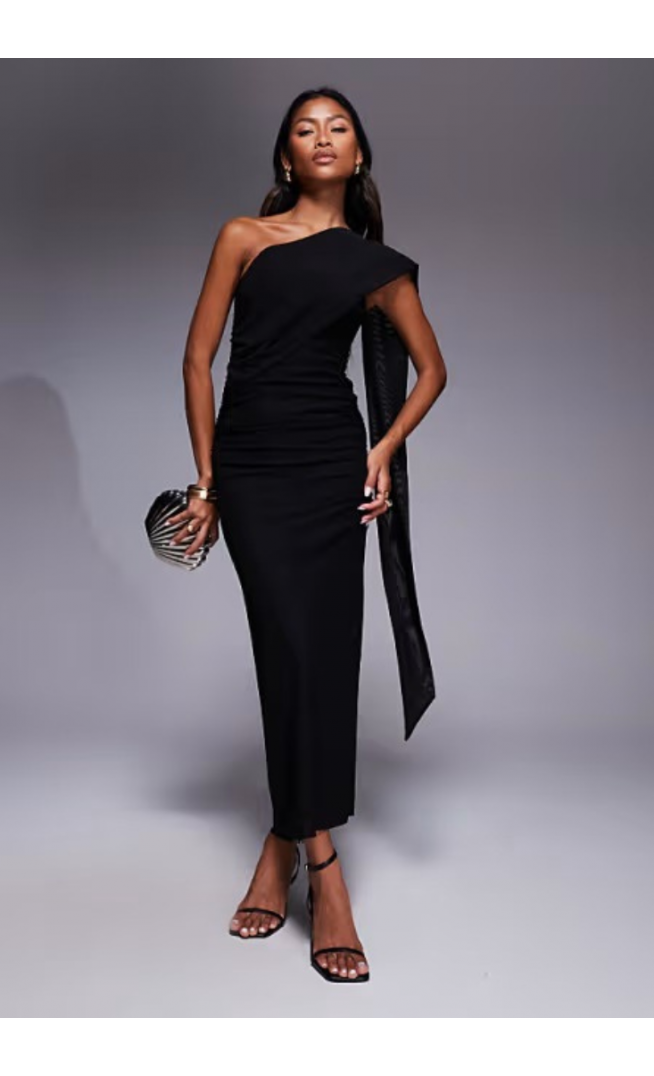 ASOS DESIGN mesh scarf detail bandeau maxi dress