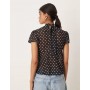 ASOS DESIGN floaty mesh flutter sleeve top with tie back detail