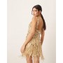ARRANGE embellished fringe hem scoop neck mini dress