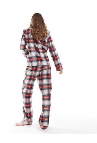 Loungeable brushed long sleeve shirt in checked print