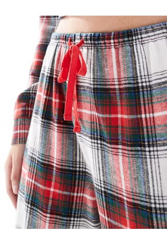 Loungeable brushed long sleeve shirt in checked print