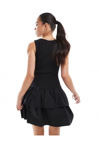 New Look jersey ribbed tiered skirt mini dress