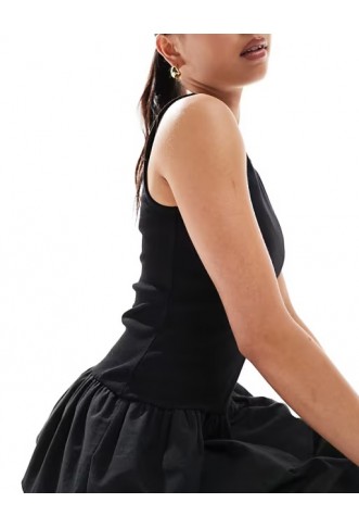 New Look jersey ribbed tiered skirt mini dress