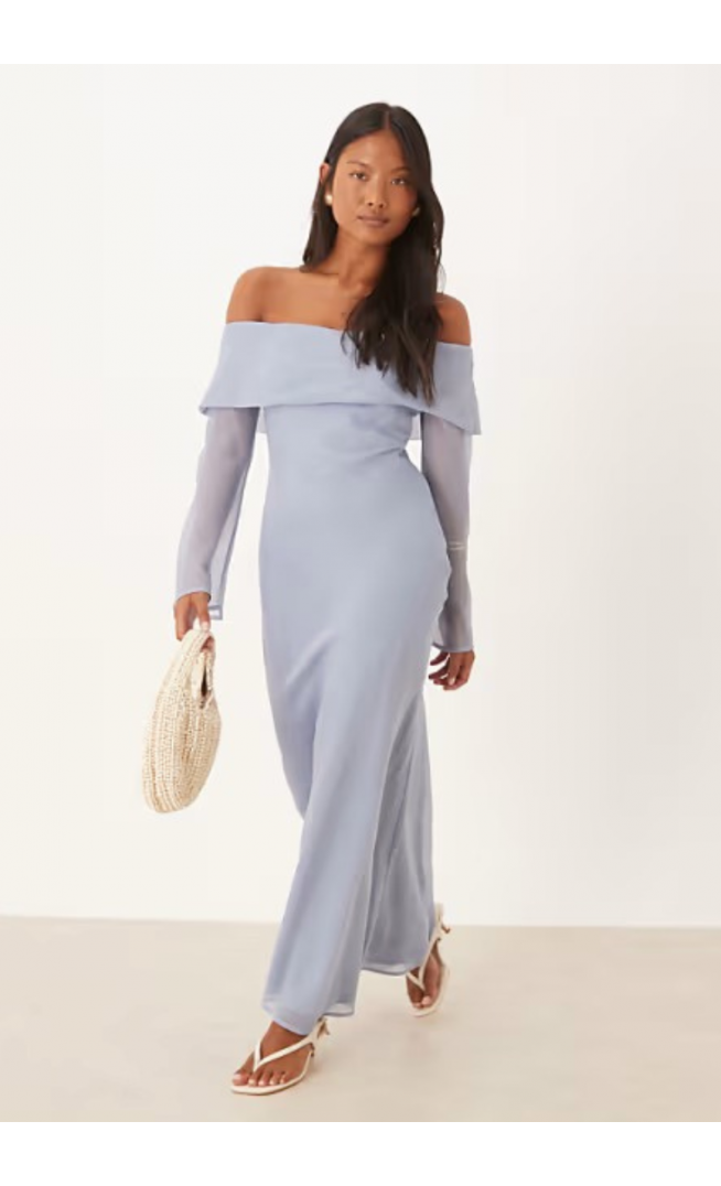 ASOS DESIGN Petite fold over bardot midi dress