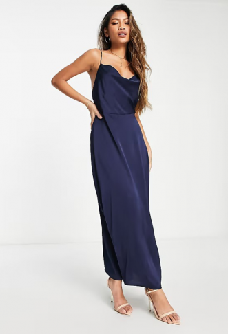 Vila satin cowl neck maxi...