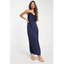 Vila satin cowl neck maxi dress in navy blue