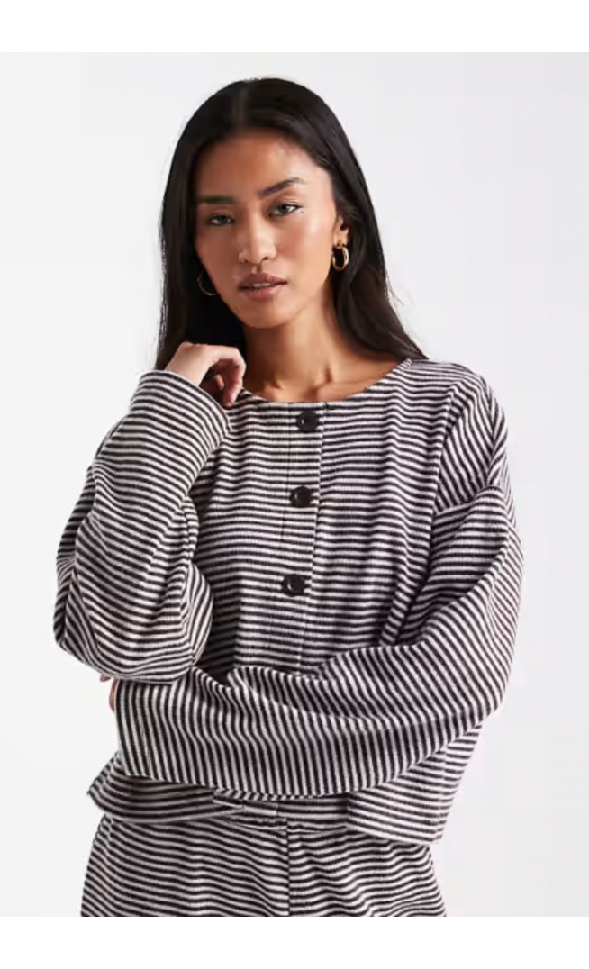 Miss Selfridge stripe brushed rib cardigan