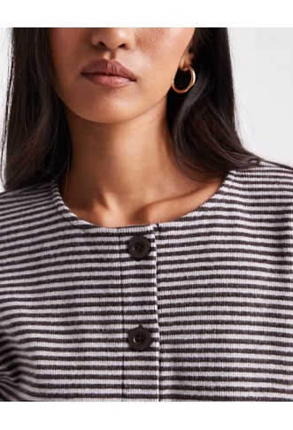 Miss Selfridge stripe brushed rib cardigan