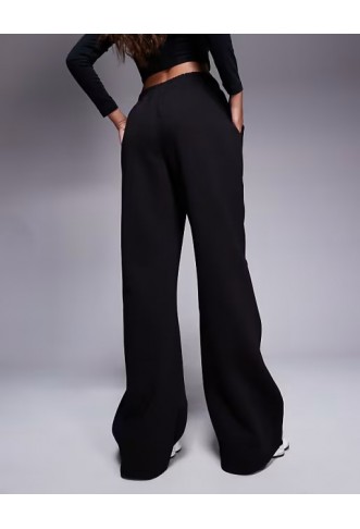 Kaiia Petite cotton blend embroidered logo wide leg joggers