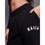 Kaiia Petite cotton blend embroidered logo wide leg joggers
