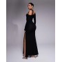 ASOS DESIGN long sleeve asymmetric neckline maxi dress