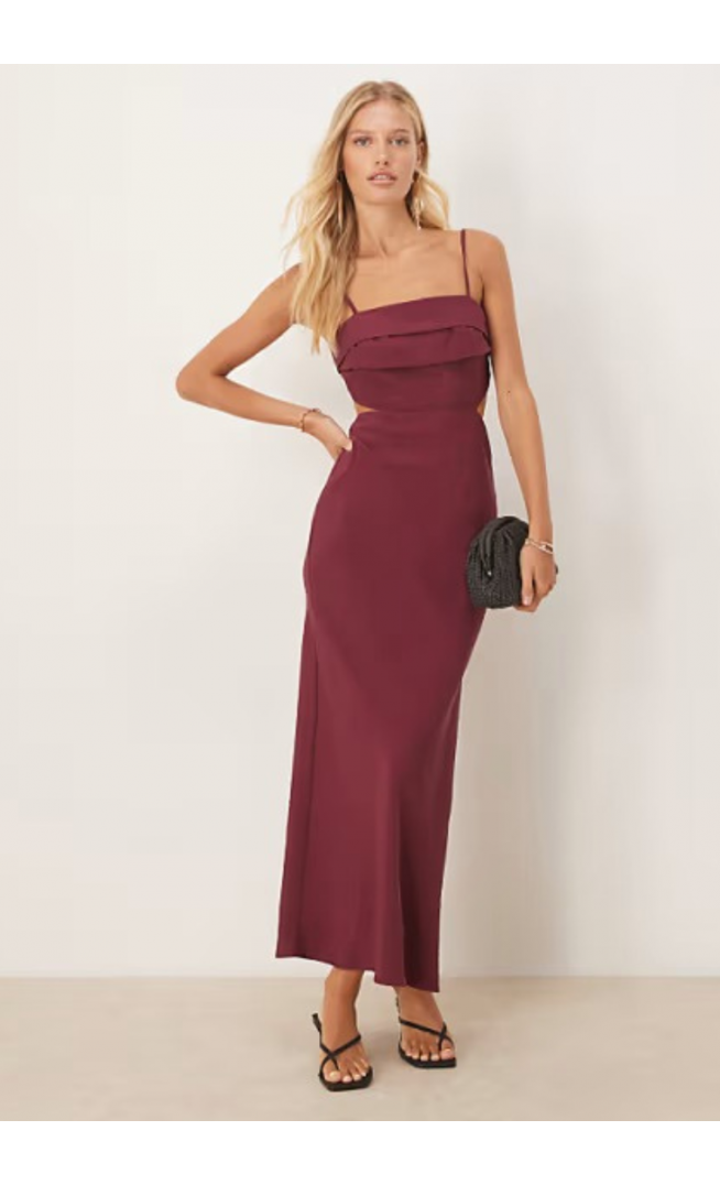 ASOS DESIGN folded bust detail cut out midi slip dress