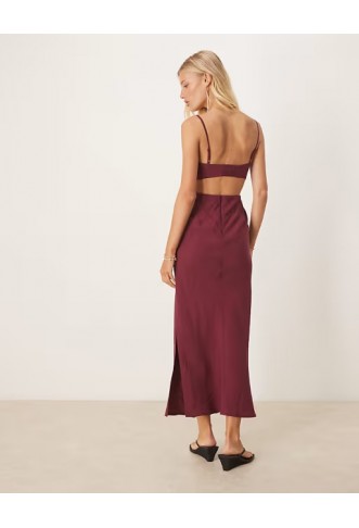 ASOS DESIGN folded bust detail cut out midi slip dress