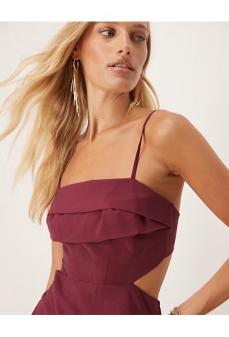 ASOS DESIGN folded bust detail cut out midi slip dress
