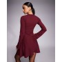 ASOS DESIGN ribbed fluted sleeve skater mini dress
