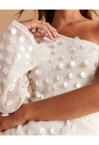 ASOS DESIGN one sleeve pearl sequin crochet mini dress