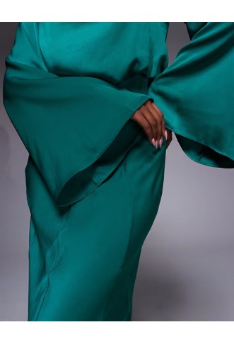 ASOS DESIGN satin blouson bodice long sleeve maxi dress