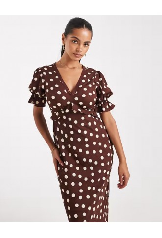 Wednesday's Girl polka dot midaxi dress