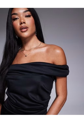 ASOS DESIGN structured twist bardot bodycon midi dress