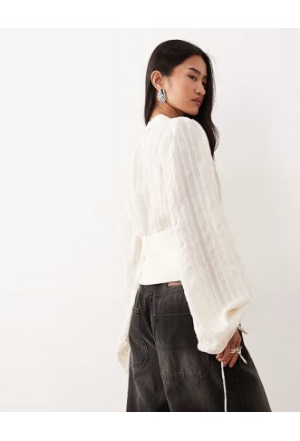 AWARE boho balloon sleeve buttondown blouse