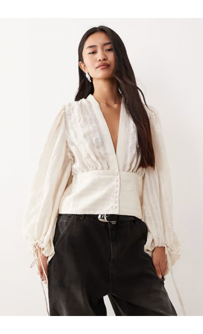 AWARE boho balloon sleeve buttondown blouse