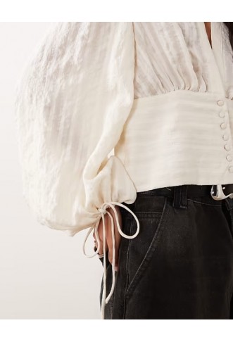 AWARE boho balloon sleeve buttondown blouse