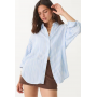 Stradivarius Linen blend shirt in sky blue