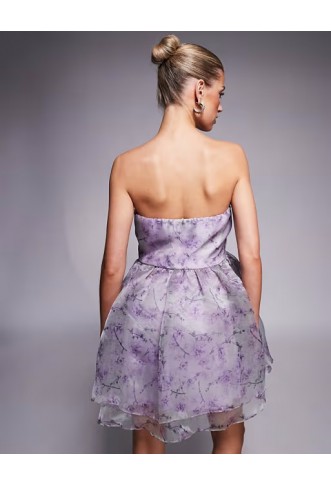 Lace & Beads organza babydoll micro mini dress