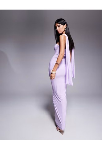 Fashionkilla double sculpted slinky scarf detail maxi dress